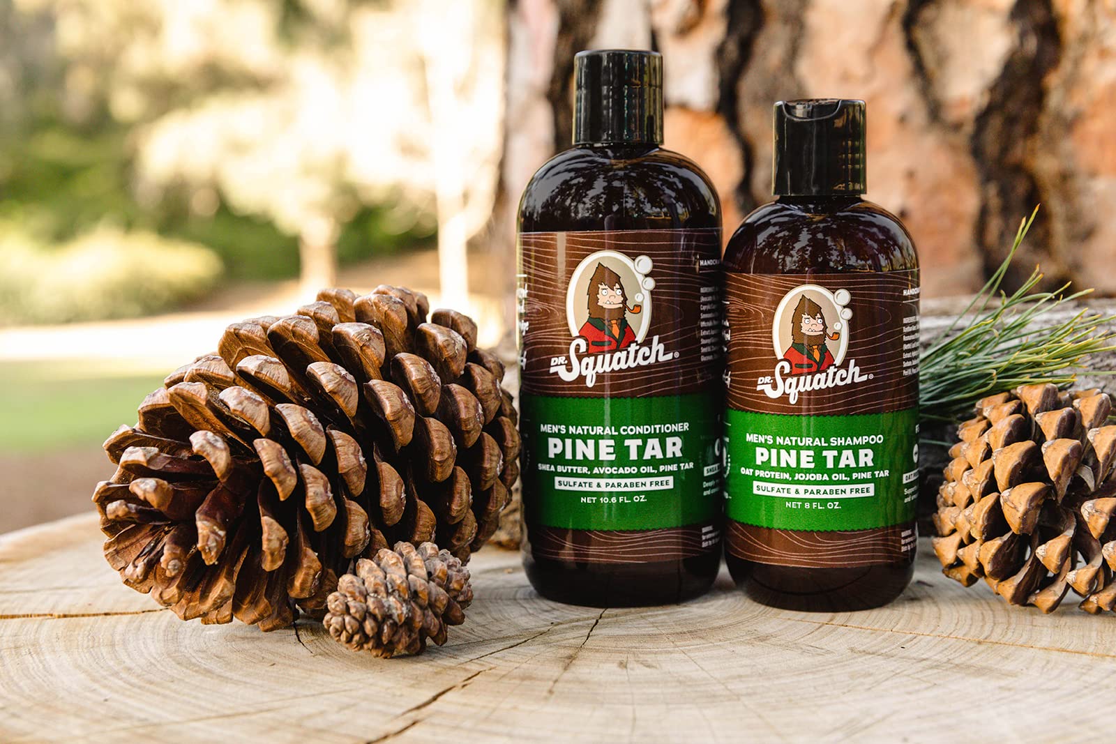 Dr. Squatch Pine Tar Shampoo nozzle pump keeps application tidy during routines.