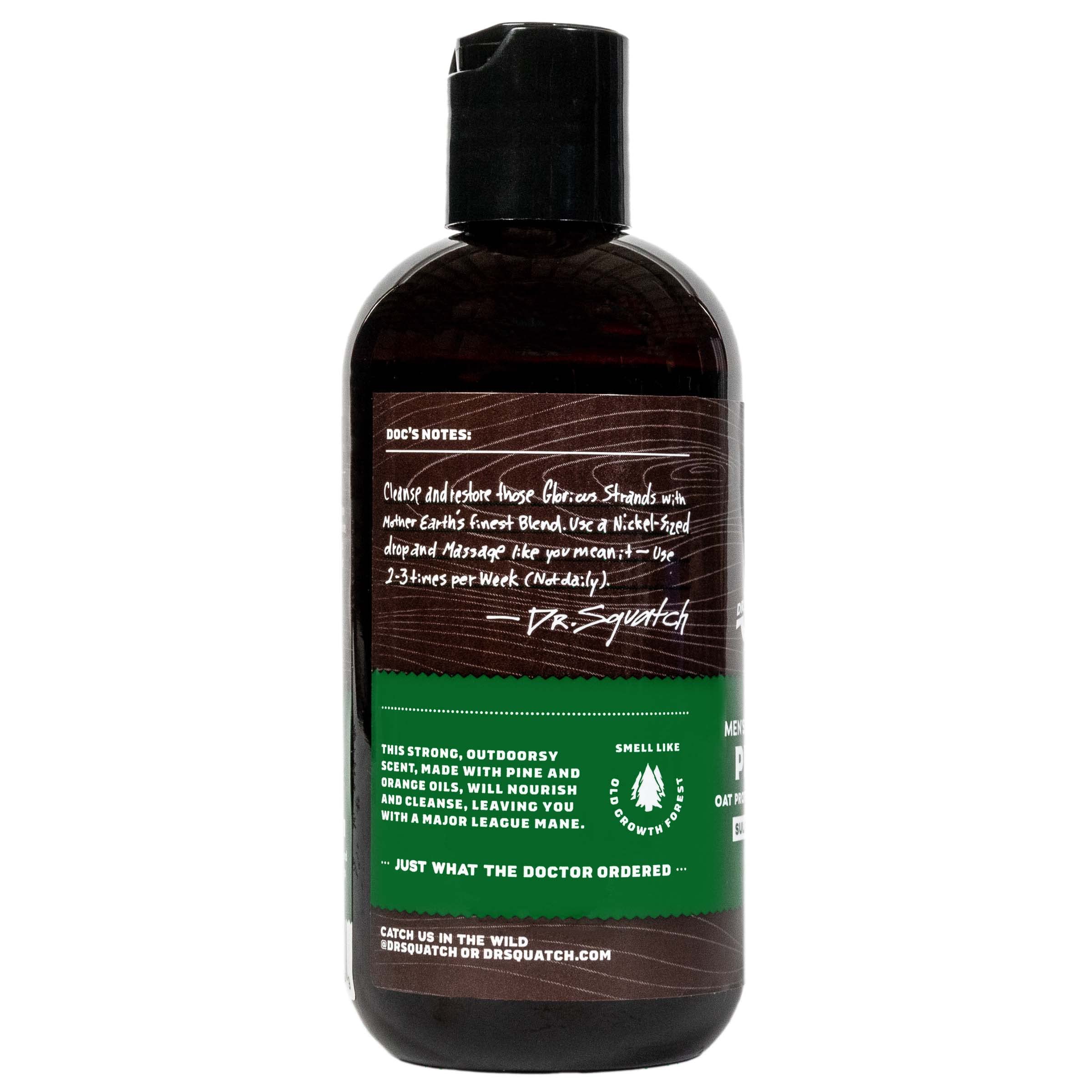 Dr. Squatch Pine Tar Shampoo woodsy scent fills the shower, enhancing outdoor-ready vibe.