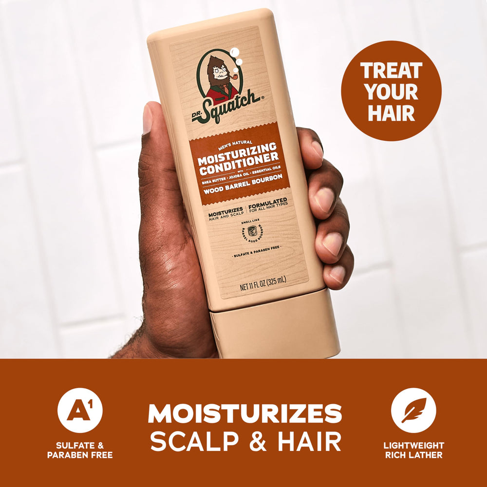 Dr. Squatch shampoo lather close-up shows natural ingredients like jojoba oil.