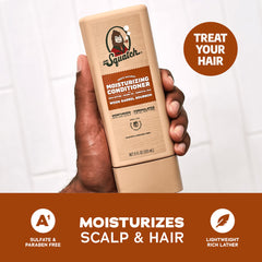 Dr. Squatch shampoo lather close-up shows natural ingredients like jojoba oil.