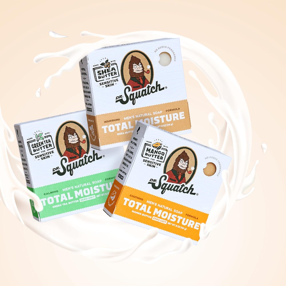 Dr. Squatch Total Moisture bar with fragrance-free formula for sensitive skin
