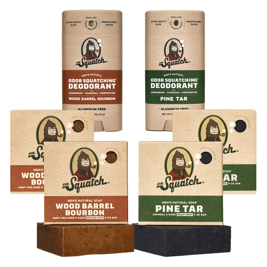 Dr. Squatch Wood Barrel Bourbon soap bar close-up with rich lather from natural oils.