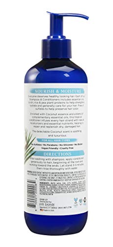 Dr Teal's conditioner label highlights sulfate-free formula and vegan-friendly claim.