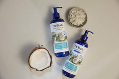 Dr Teal's conditioner on wet hair promotes hydration and manageability.