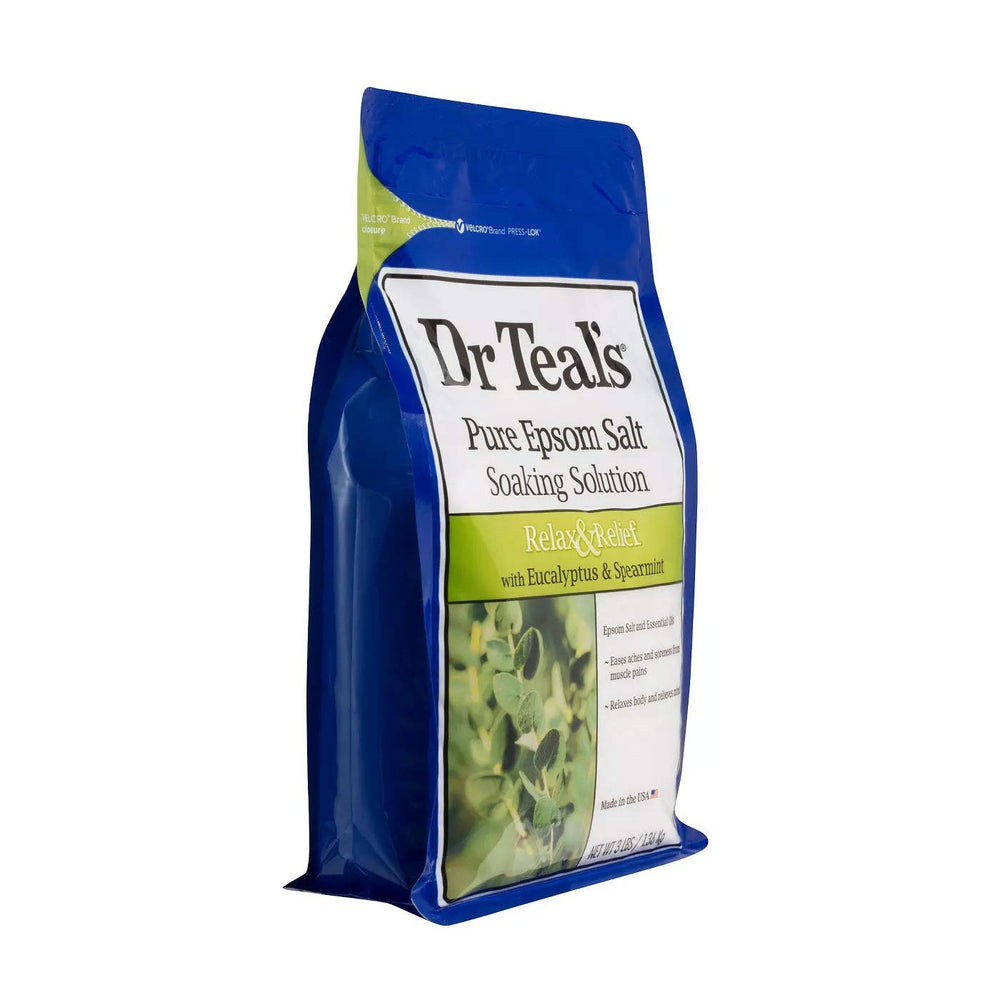 Dr Teal's coconut oil Epsom salt bag for nourishing skin soak.