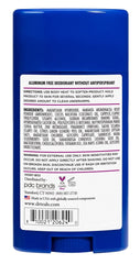 Close-up of the deodorant label highlights elderberry and Vitamin D2 ingredients for a natural scent.