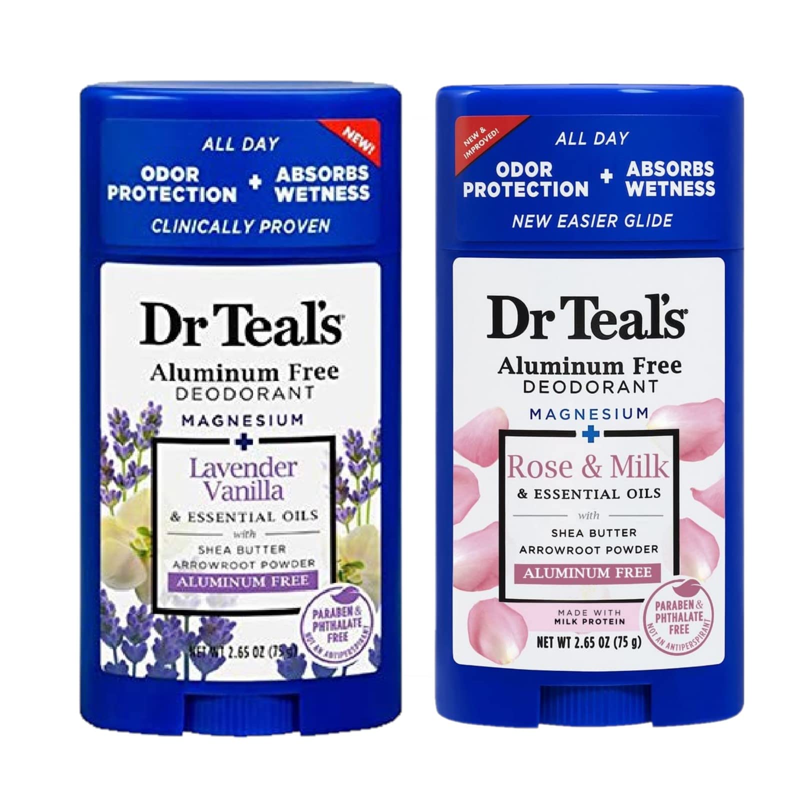 Dr Teal's Vanilla Lavender deodorant bottle for all-day freshness.
