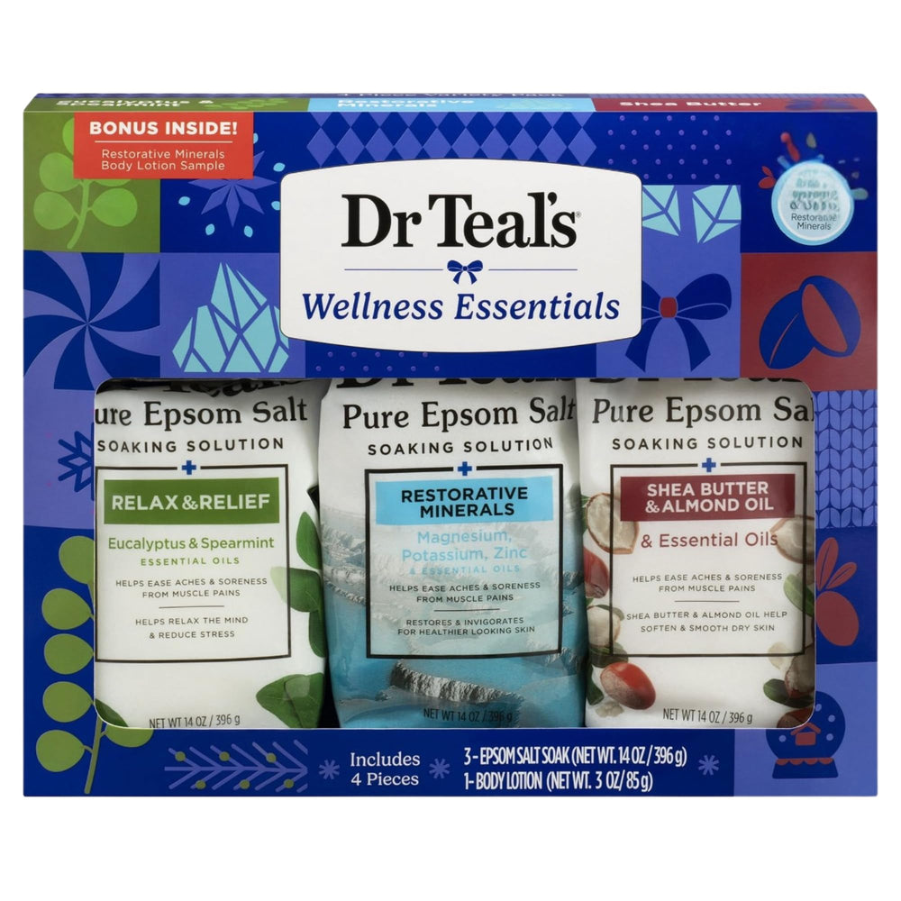 Dr Teal's eucalyptus-spearmint epsom salt bag with invigorating scent for relaxation.