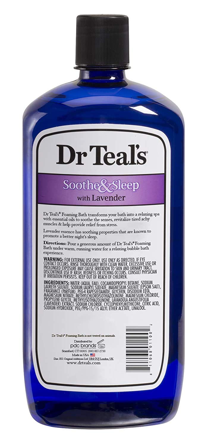 Dr Teal's foaming bath close-up showing luxurious lather for pampering soak