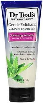 Dr Teal's Softening Remedy foot scrub ingredients include coconut oil, aloe vera, and Epsom salt