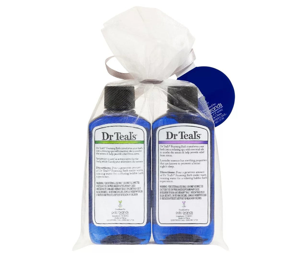 Dr Teal's Gift Set Packaging showing two bath scents for gifting.