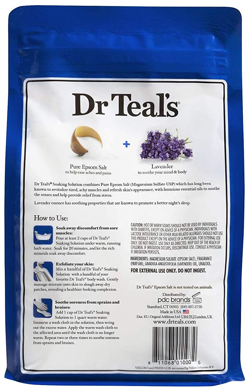 Dr Teal's gift set packaging showcases a soothing bath ritual and stress relief.