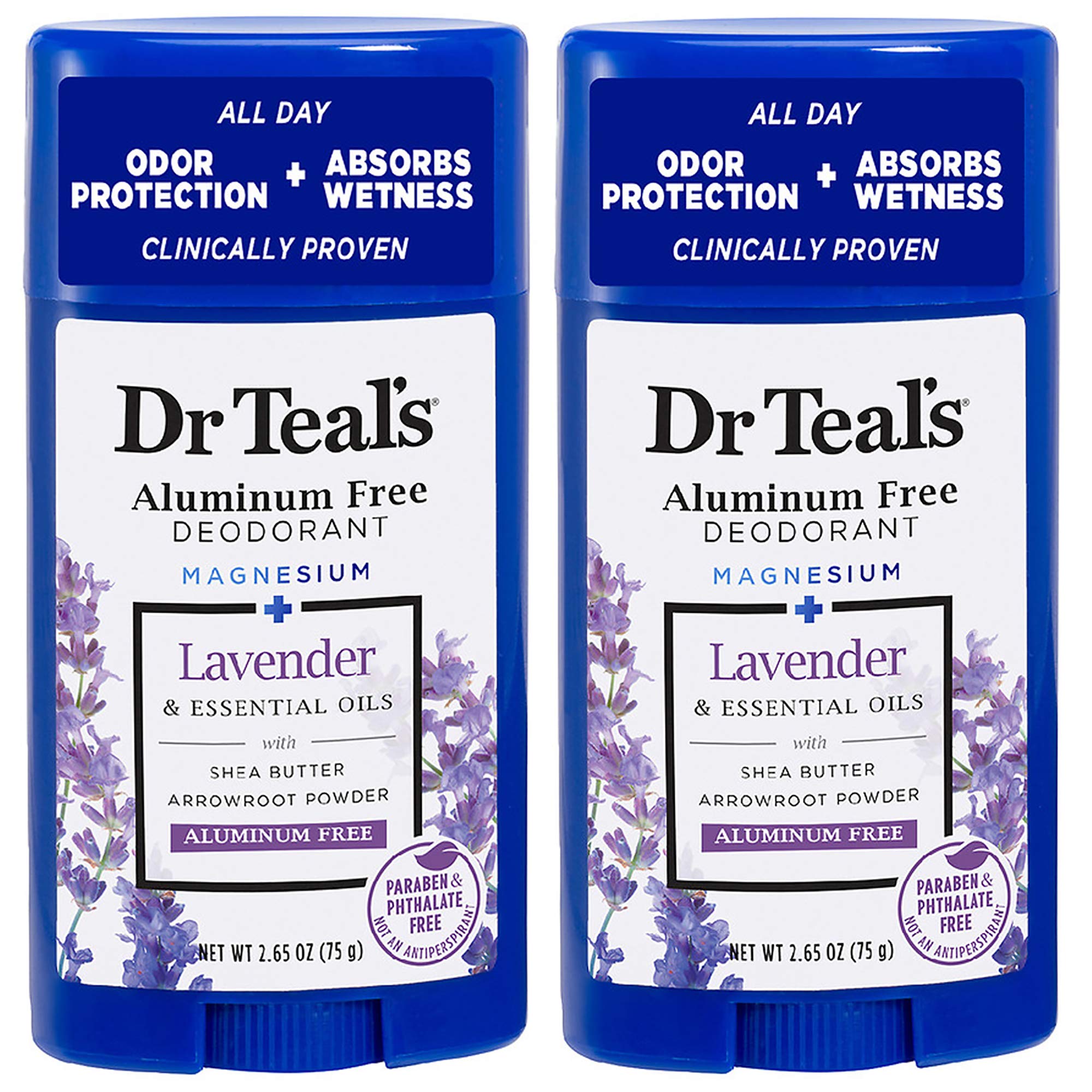 Dr Teal's Lavender Aluminum-Free Deodorant 2-pack for daily odor control.