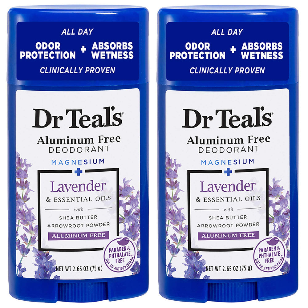Dr Teal's Lavender Aluminum-Free Deodorant 2-pack for daily odor control.