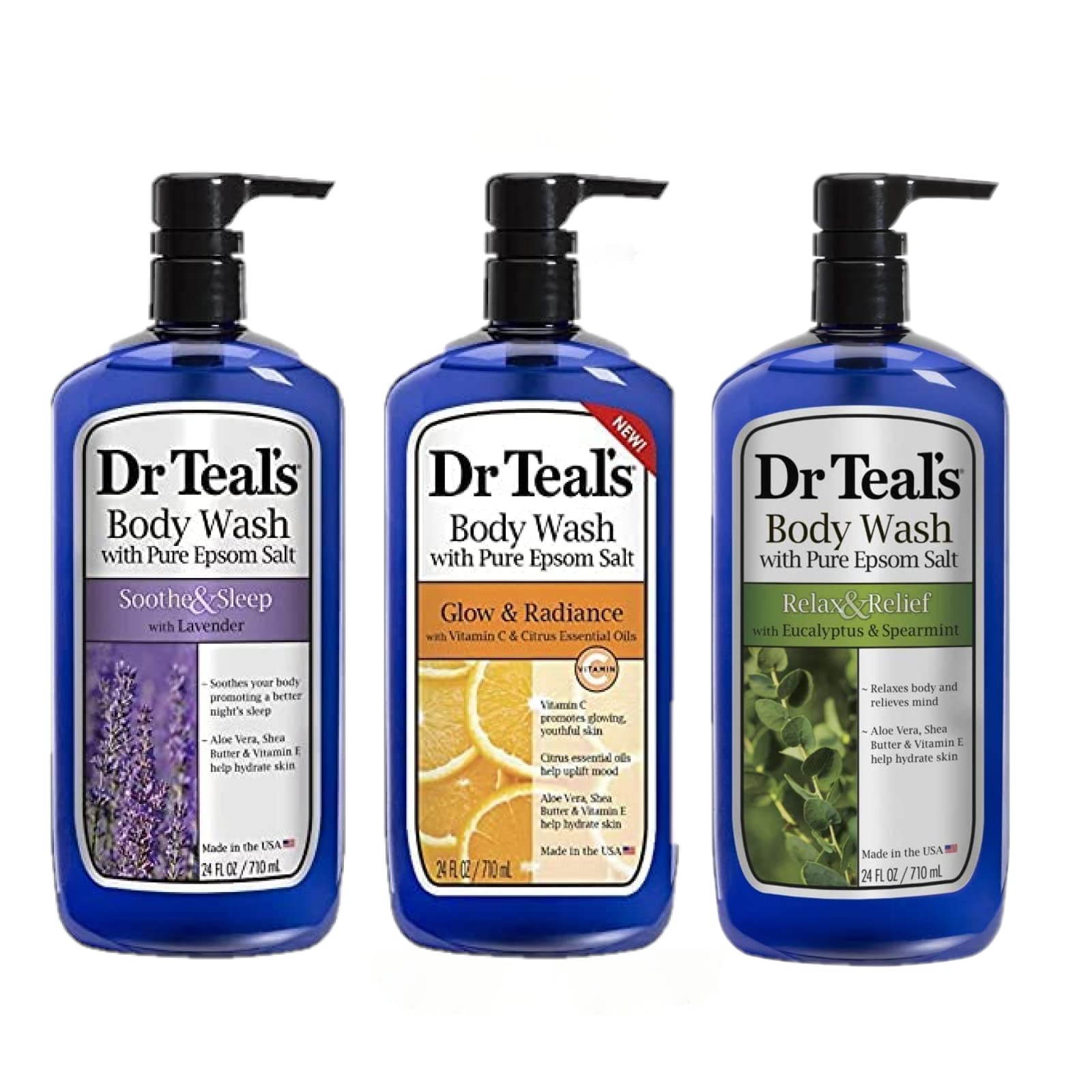 Dr Teal's Lavender body wash bottle for relaxation and a restful mood.