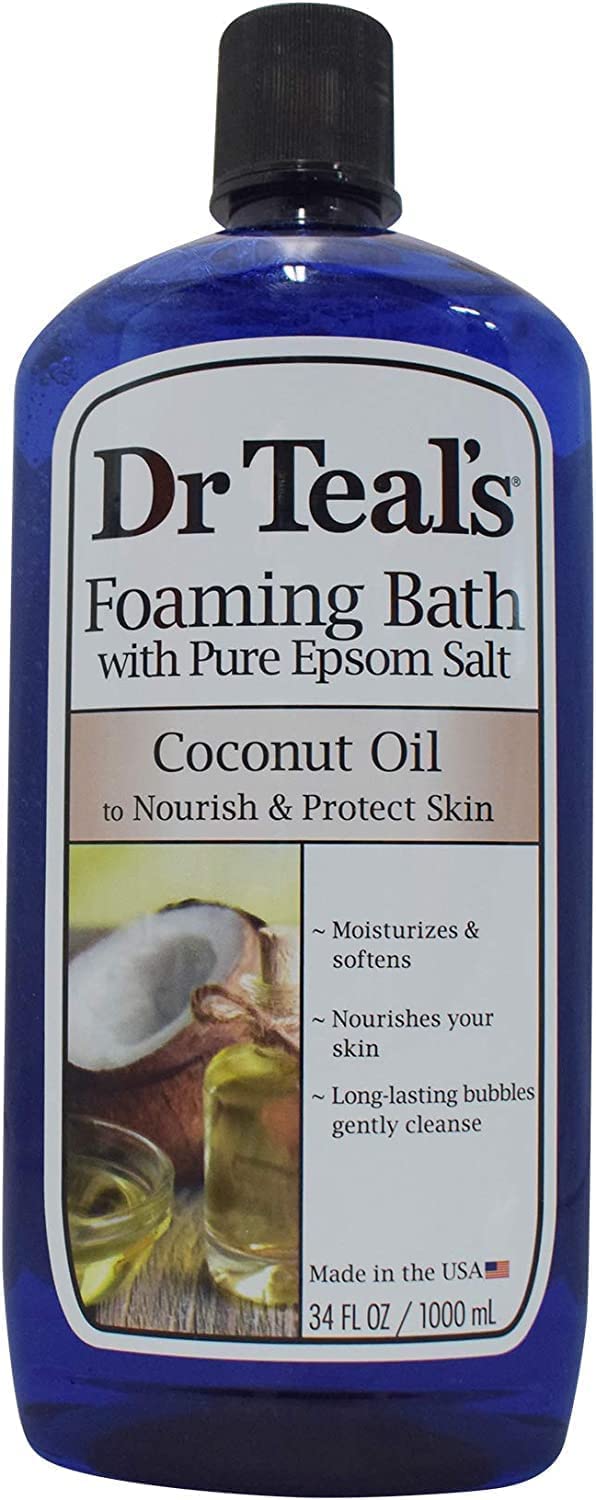 Lavender and Chamomile aroma from Dr Teal's bath for calming aromatherapy