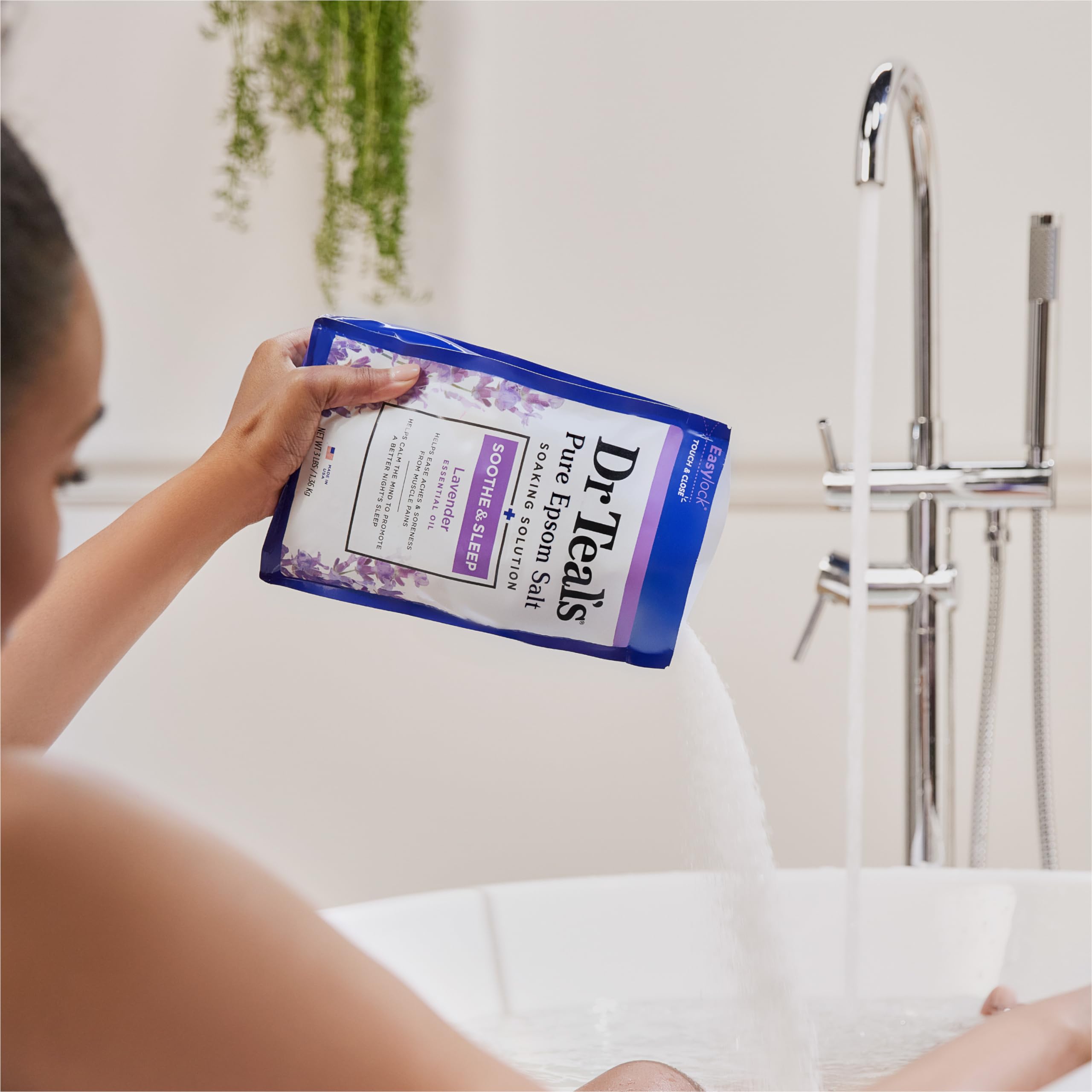 Lavender-scented bath with Dr Teal's for a calming aroma