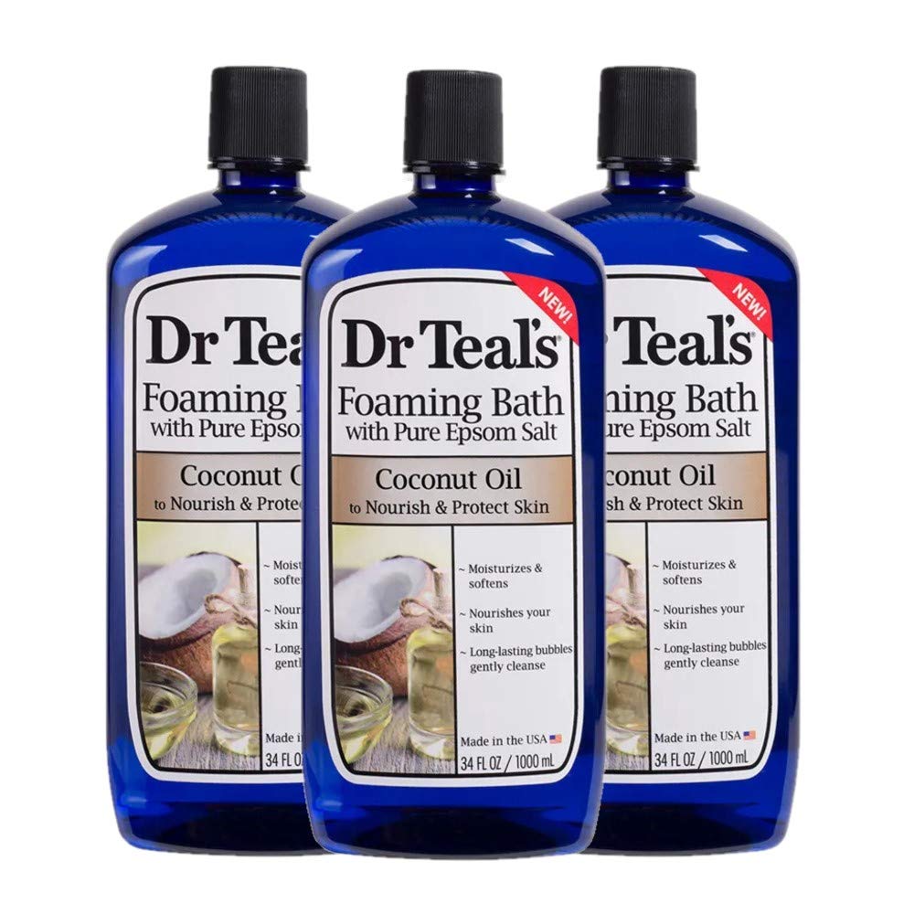 Dr Teal's Nourish & Protect coconut oil foaming bath 3-pack bottles for a spa-like soak