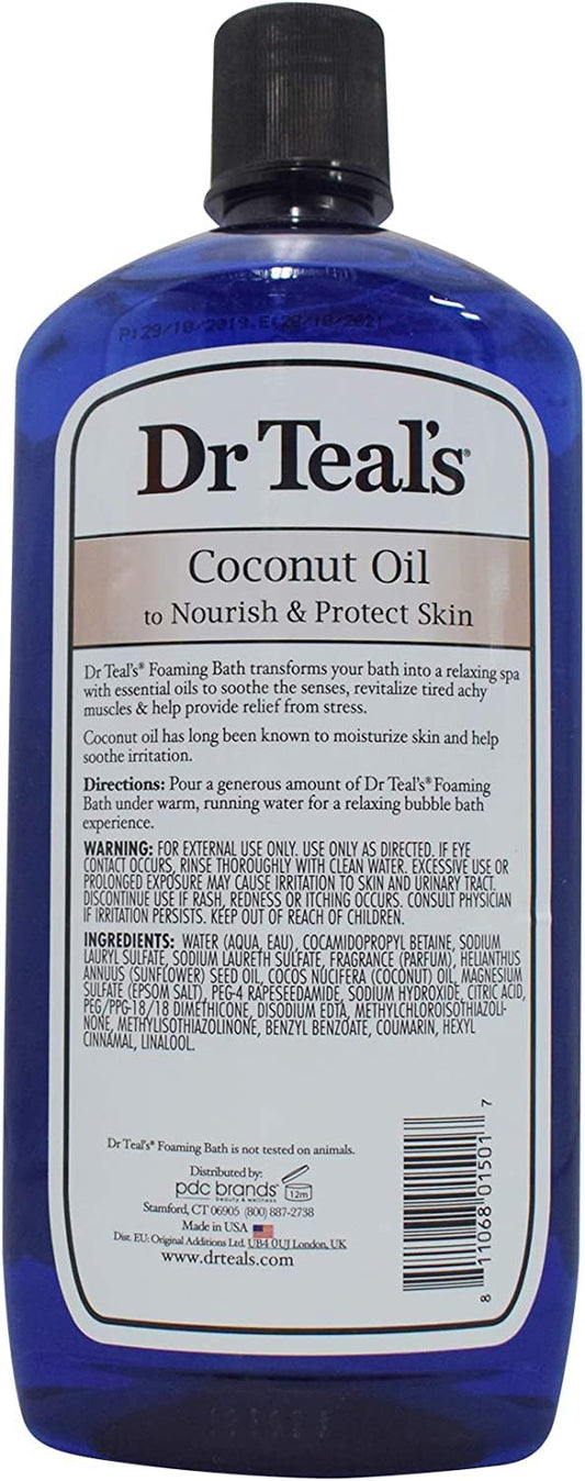 Dr Teal's coconut oil foaming bath gift set packaging for a calming, moisturizing bath