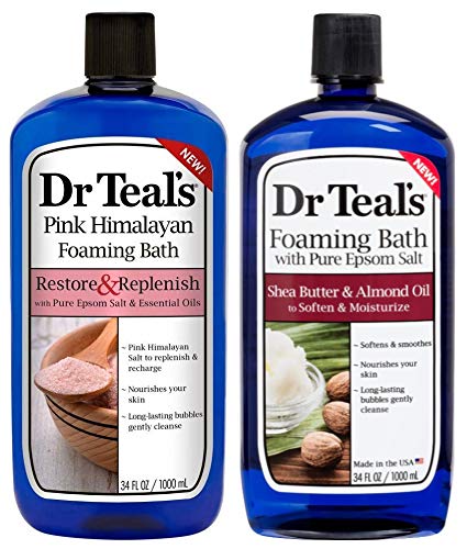 Dr Teal's Pink Himalayan Foaming Bath set for mineral replenishment and relaxing spa-like bath.