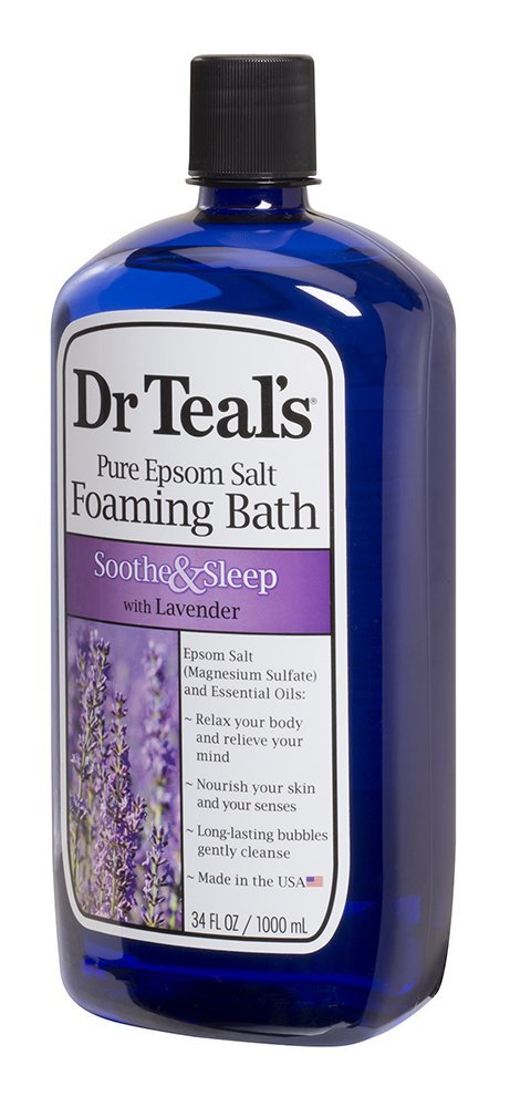 Dr Teal's Relax and Relief Eucalyptus Spearmint Foaming Bath bottle offers refreshing spa moment