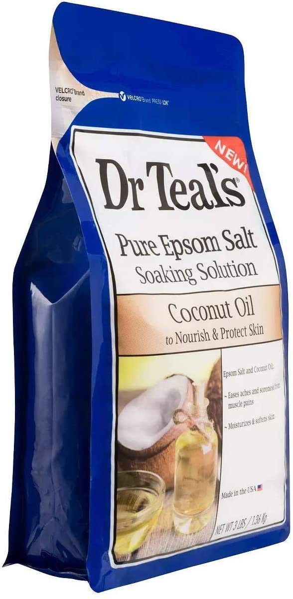 Dr Teal's soaking solution shown for use with washcloth.