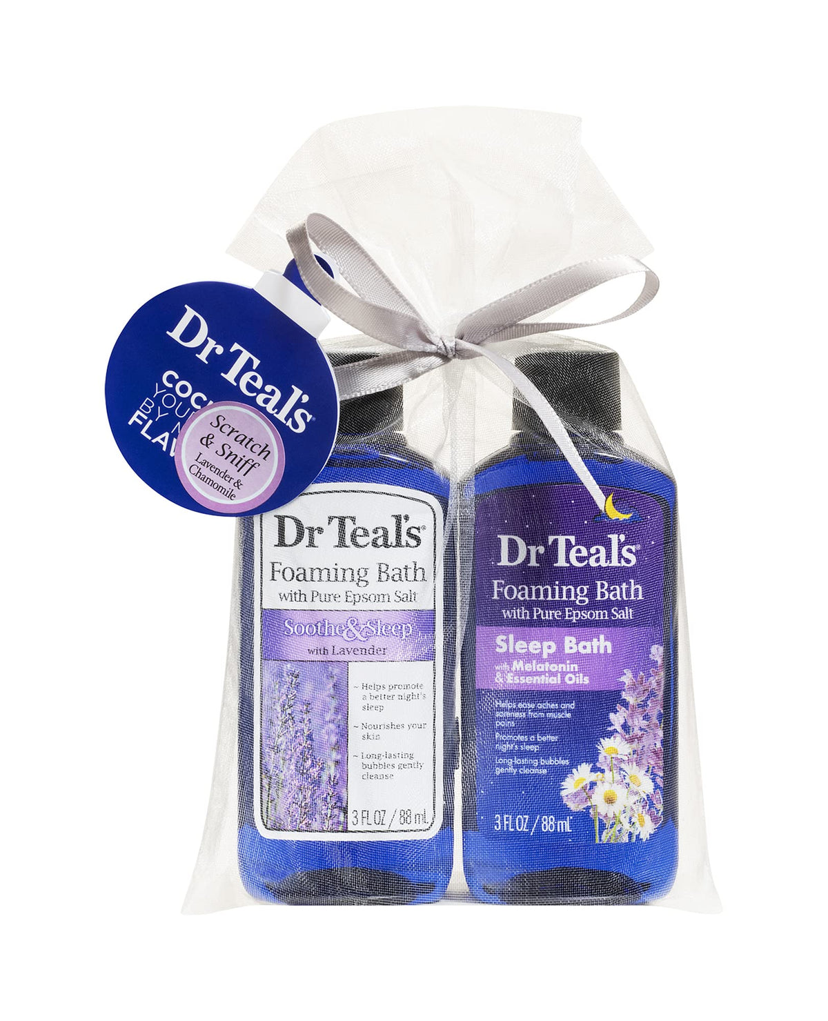 Dr Teal's Soothe & Sleep Lavender foaming bath bottle calms the senses for evening ritual.