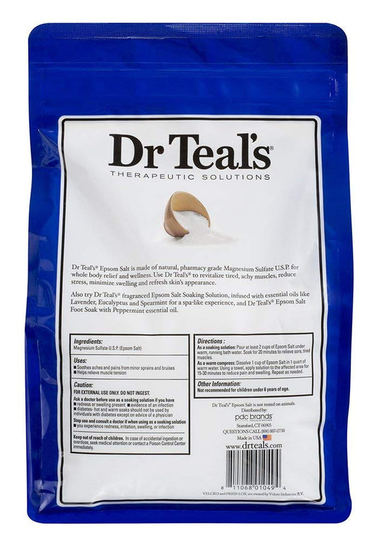 Three-pack resealable bag of Epsom salt for quick muscle relief
