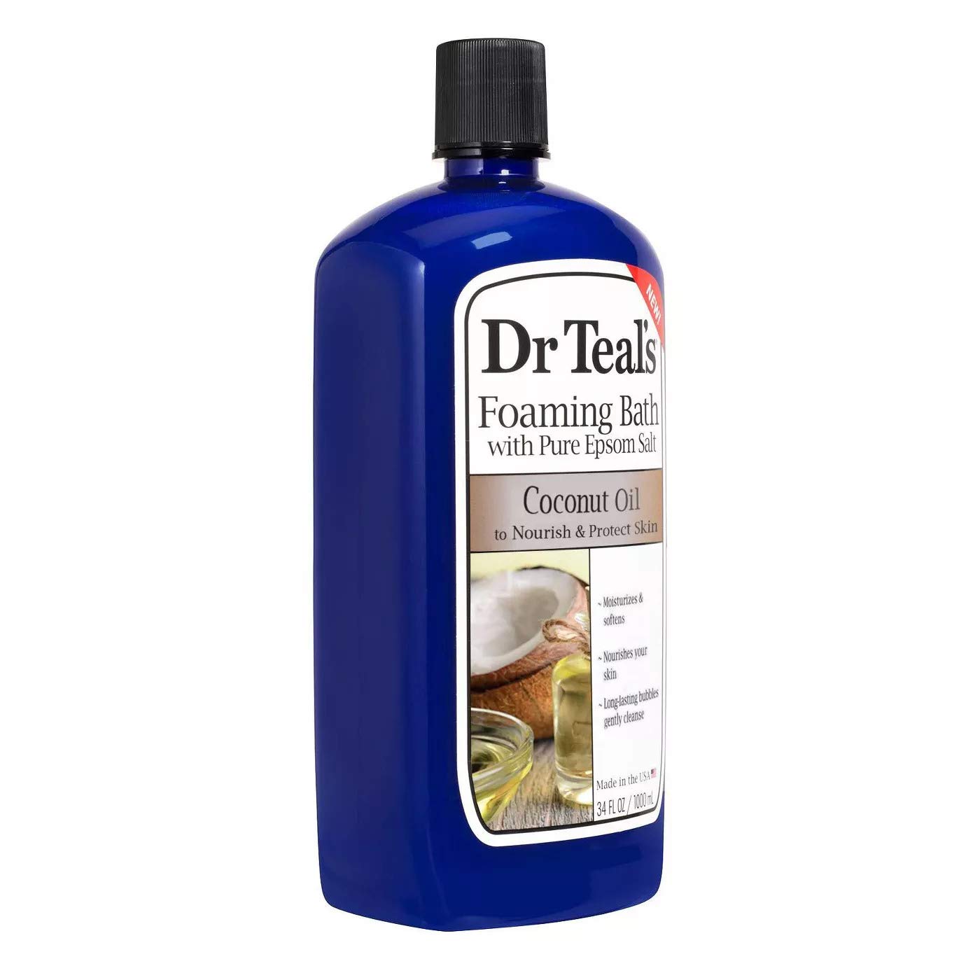 Dr Teal's two-pack foaming bath setup in a cozy bathroom scene.