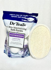 Dr.Teal's lavender bath bombs packaging invites at-home relaxation and self-care.