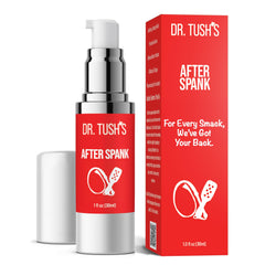 Dr. Tush's After Spank bottle with pump for quick, cooling post-play refreshment.
