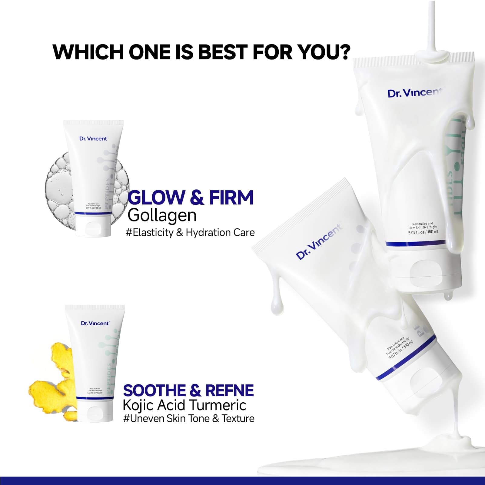 Kojic-acid detail on Dr Vincent Glass Glow Night Wrap mask with brightening cues.