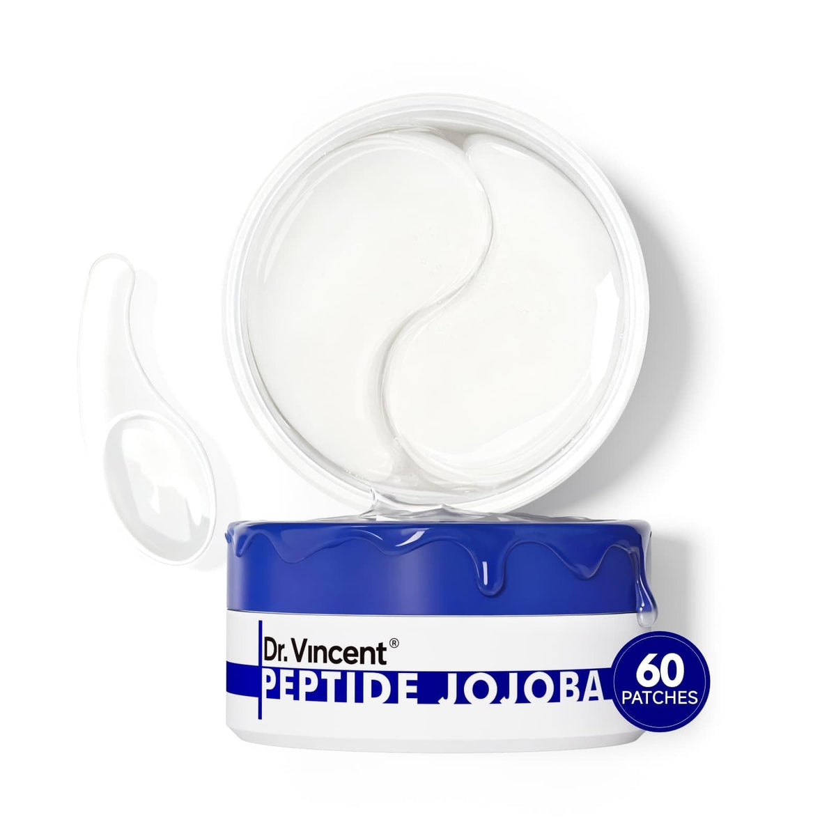 Dr Vincent under-eye patches packaging showcases vegan fragrance-free formula.