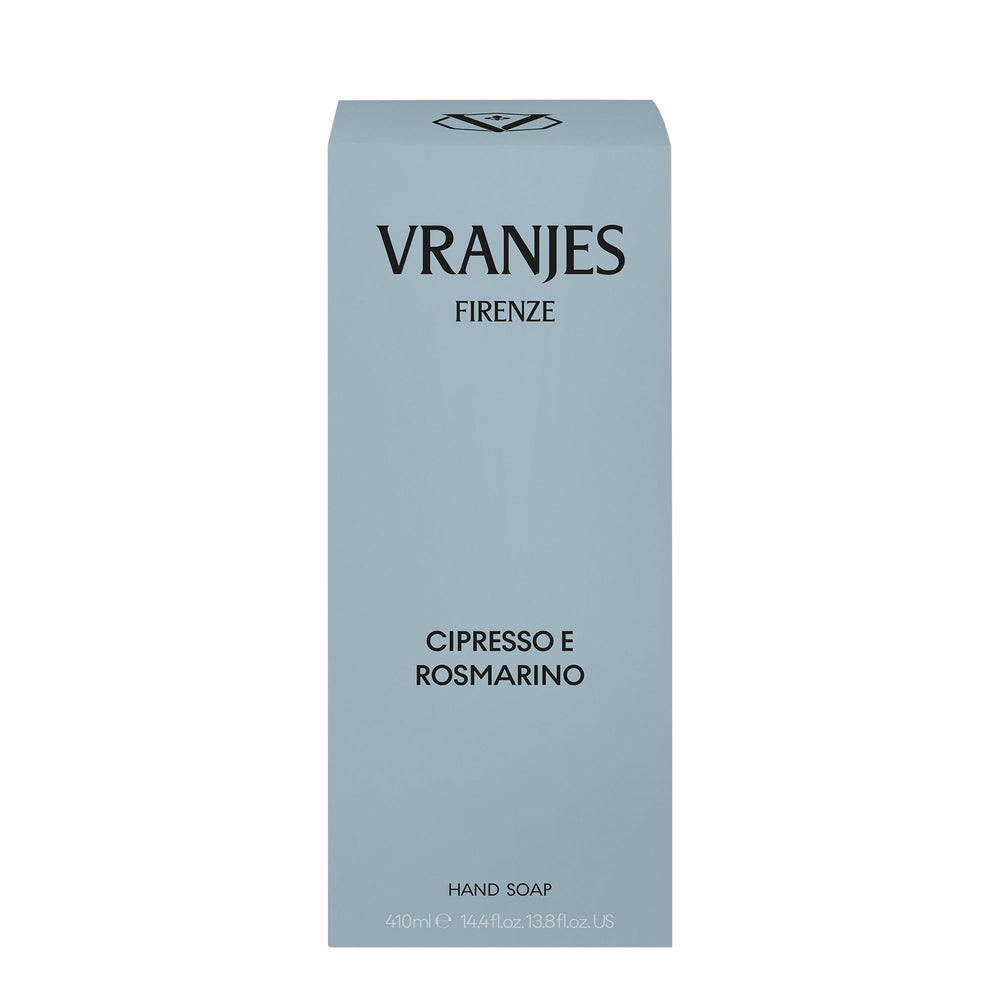 Italian-made Dr. Vranjes hand soap packaging signals premium care.