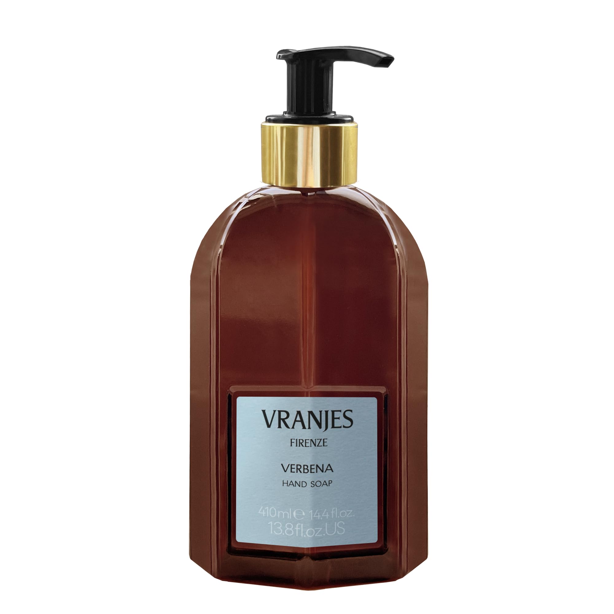 Dr. Vranjes Verbena hand soap bottle offers luxurious Italian care and fragrance.