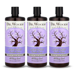 Dr. Woods Lavender Castile Soap bottle pouring for a gentle cleanse