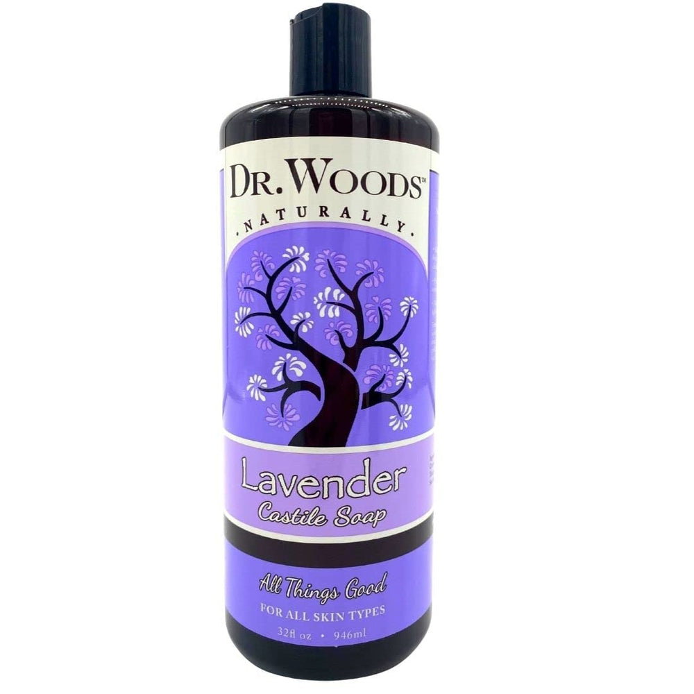 Dr. Woods Lavender Castile Soap 3-pack packaging for family use.