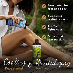 Dr. Woods liquid castile soap lather showing rich foam for gentle skin cleansing.