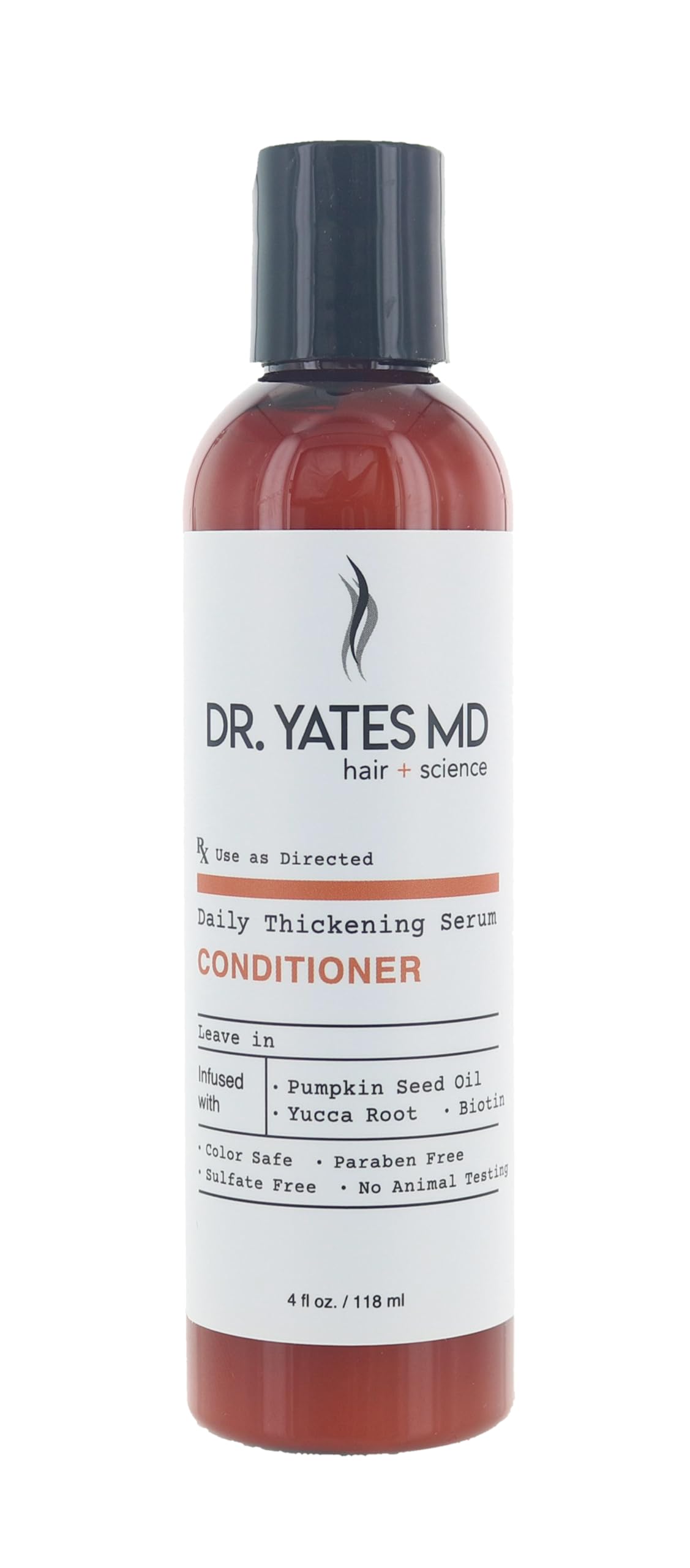 Dr. Yates MD Hair Thickening Serum bottle close-up—nourishing formula for fine hair.