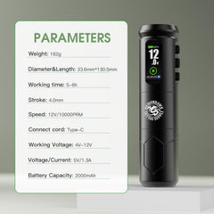 Dragonhawk A1 Pro kit includes 20 cartridge needles for versatile shading and lining.