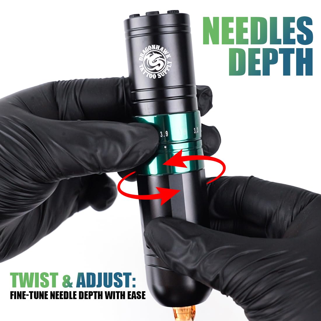 Dragonhawk A2 adjustable stroke image emphasizes 2.4 to 4.2 mm versatility.