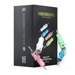Dragonhawk cartridge collection for clean, precise outlining in tattoo sessions.