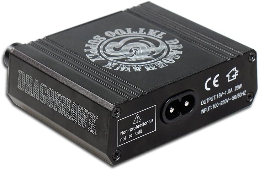 Dragonhawk complete rotary tattoo pen kit angled shot emphasizes smooth stroke capability.