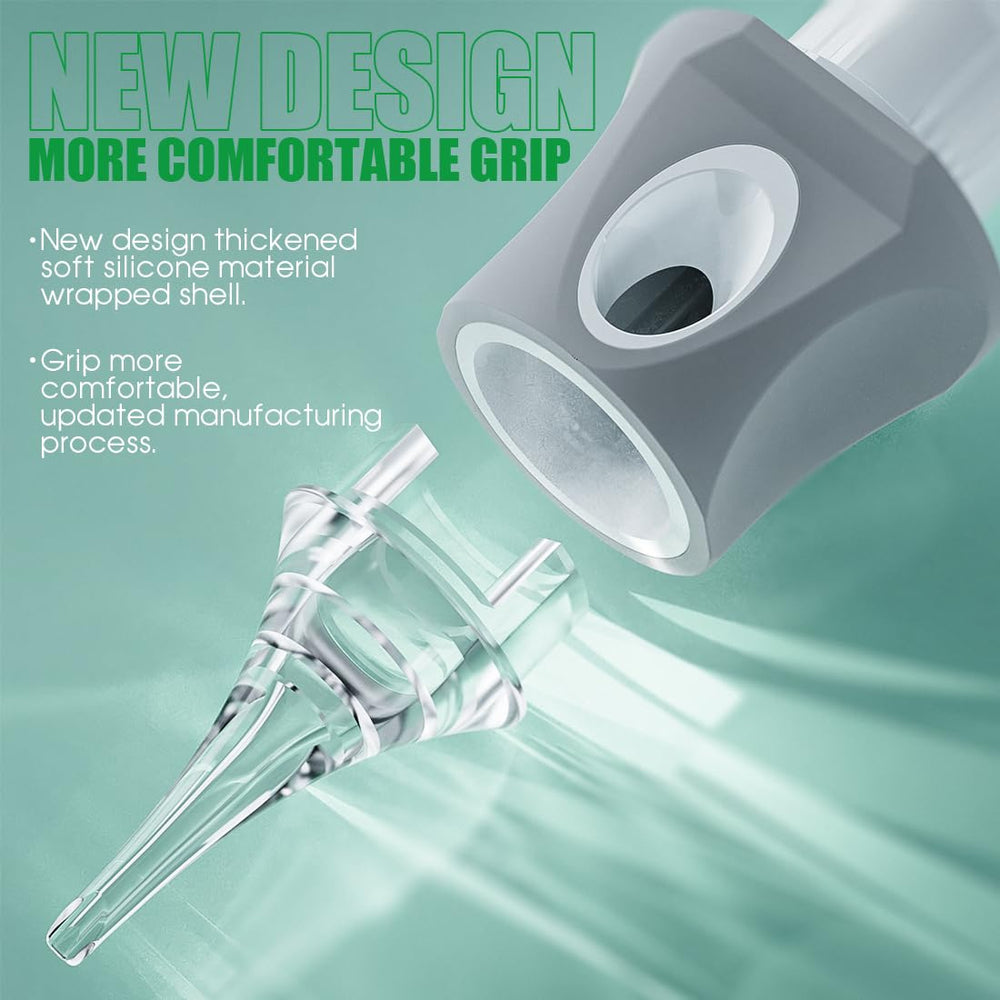 Dragonhawk ergonomic soft-grip handle for comfortable extended tattoo sessions.