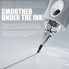 Dragonhawk glide extra smooth cartridge close-up showing precise needle for smooth strokes.
