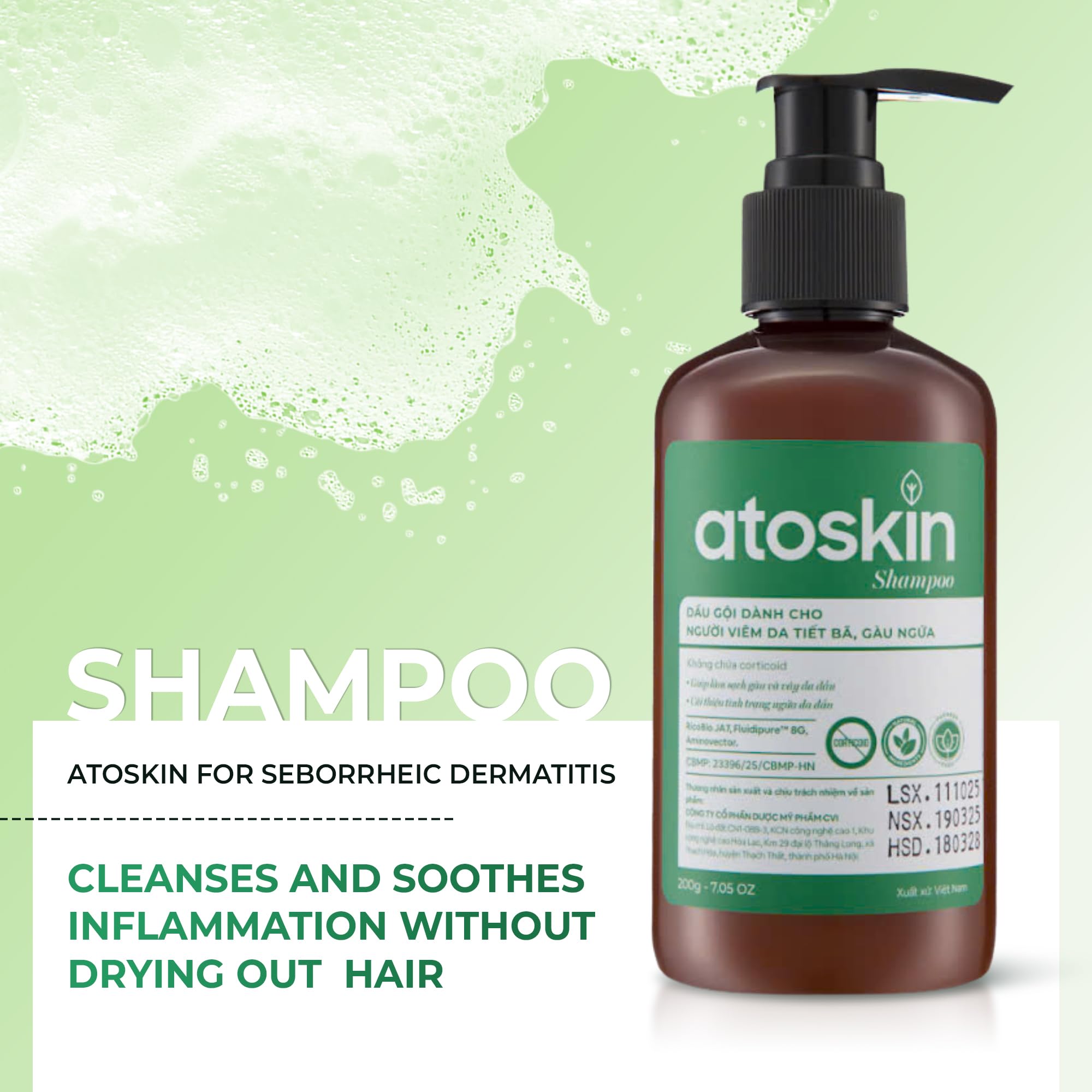 Dr. Atoskin Shampoo demonstrates easy daily use in a clean setup.