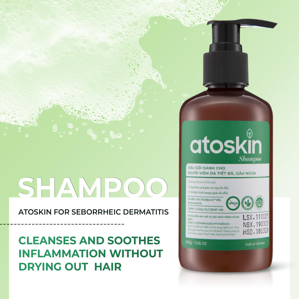 Dr. Atoskin Shampoo demonstrates easy daily use in a clean setup.