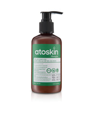 Dr. Atoskin Shampoo bottle close-up showing oil balance and scalp relief.