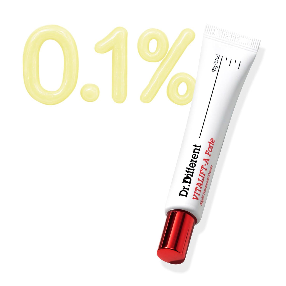 Dr.Different VITALIFT-A Forte retinal bottle closeup for wrinkle smoothing