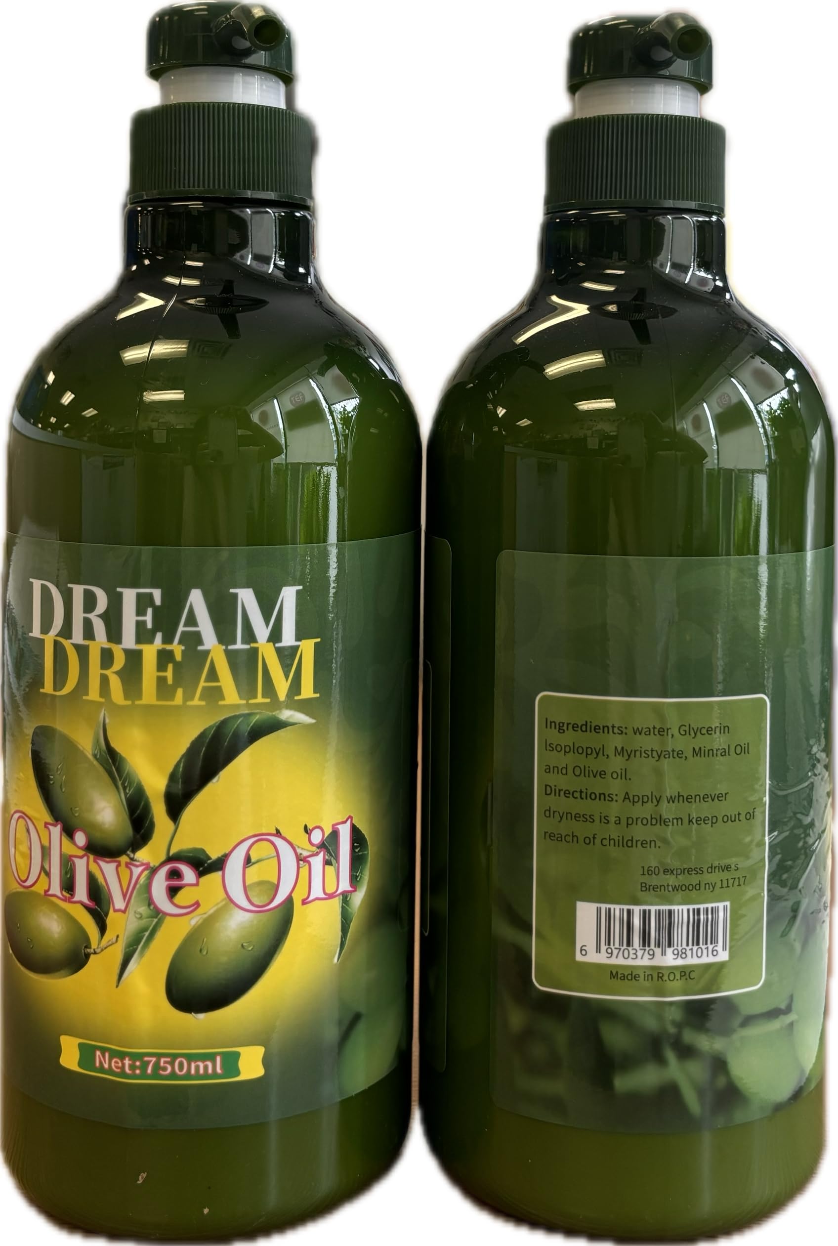 Dream Dream olive oil lotion 750ml bottle, smooths dry skin with long-lasting hydration.